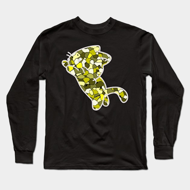 Cat Jewel Art - Stay Pawsitive (yellow) Long Sleeve T-Shirt by YasudaArt